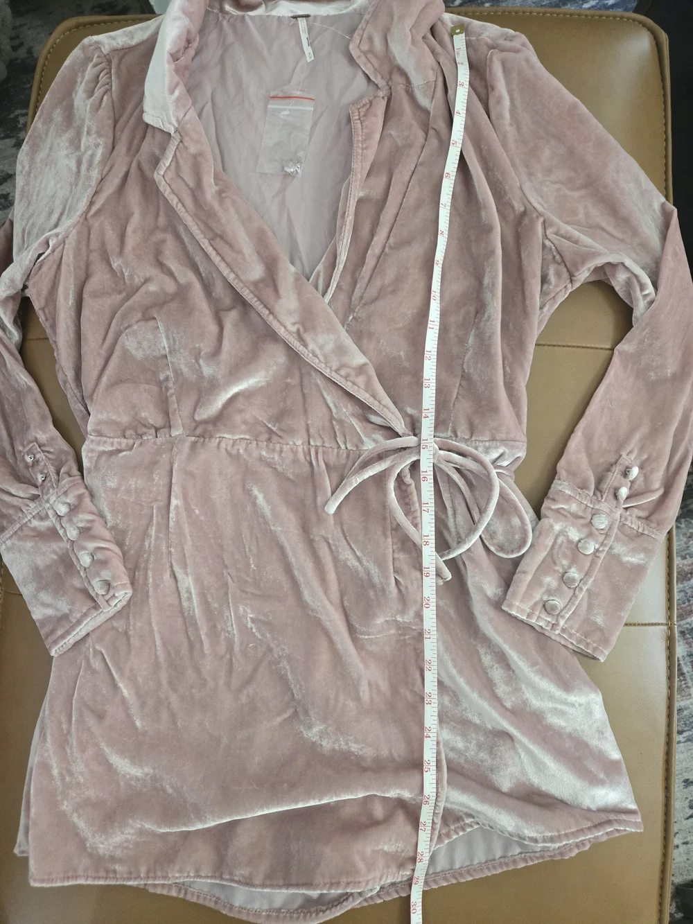 Free People Viola Velvet Wrap Romper Blush Pink Long Sleeve Size M NWOT
